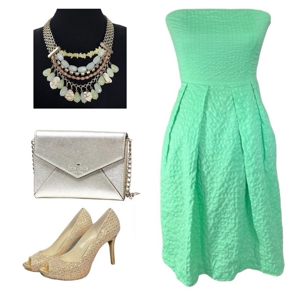 J Crew Textured Strapless Fit and Flare Dress sz 0 - Picture 11 of 13